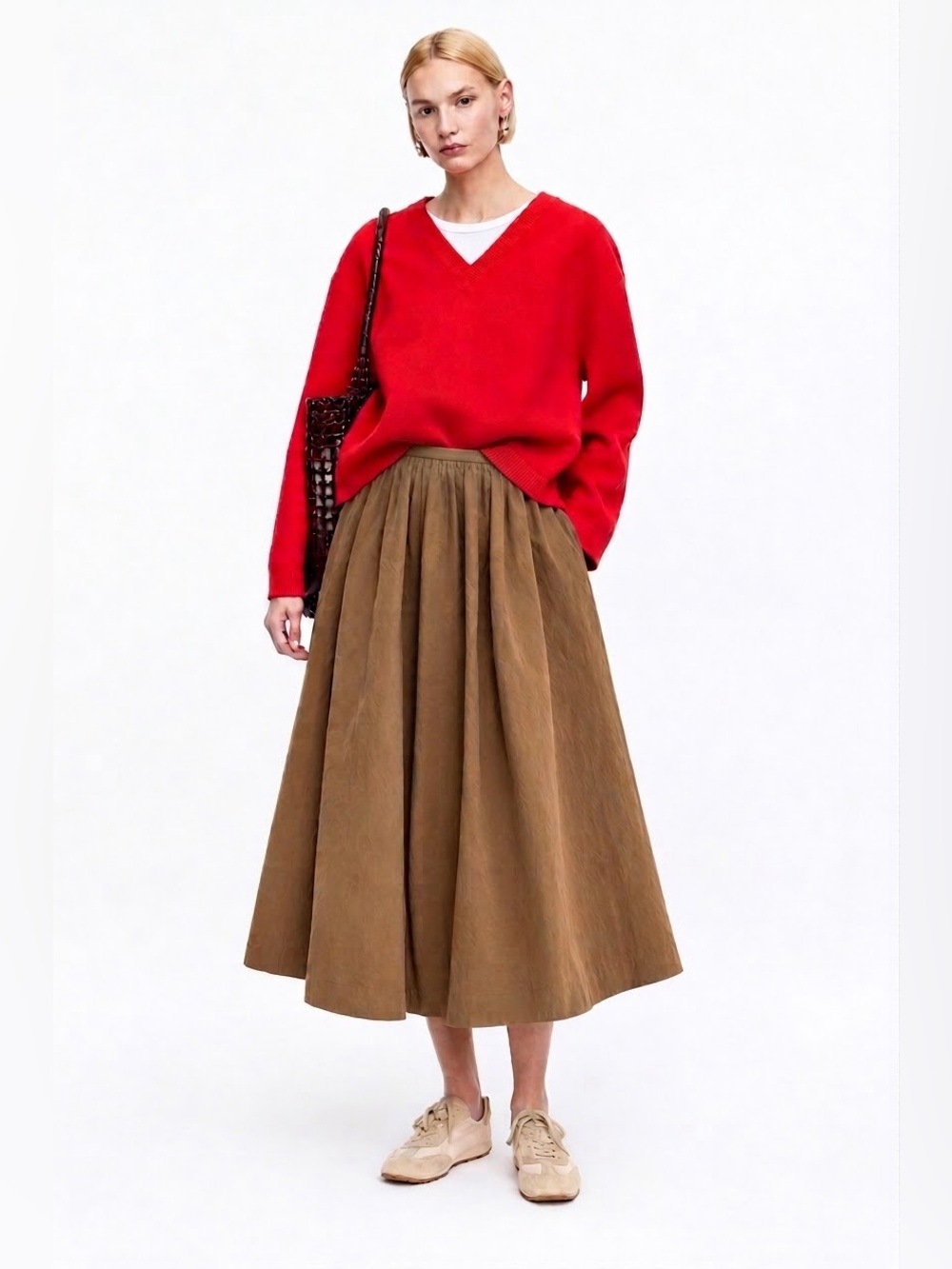Zara a-line skirt in coffee brown color